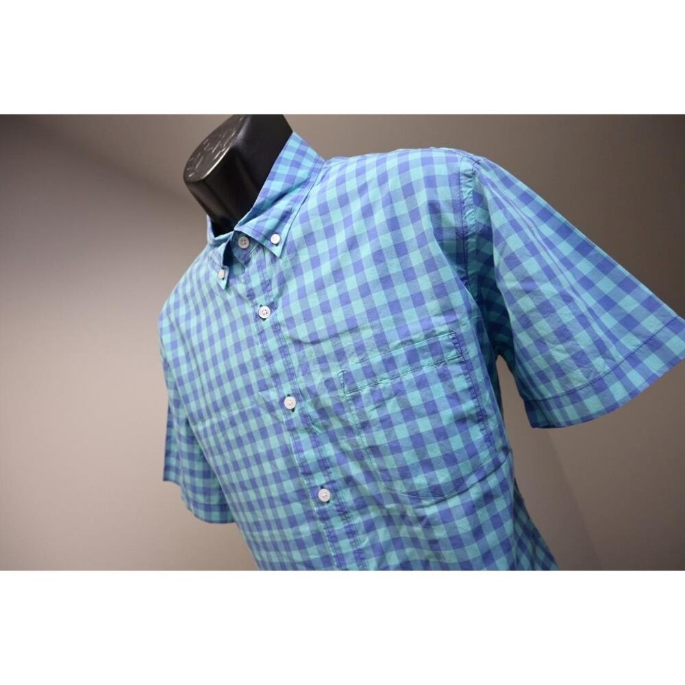 J Crew Light Weight Button Up Shirt Short Sleeve‎ Plaid Casual Mens Sz Large
